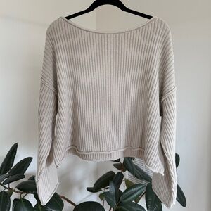 Pull&Bear Boat Neck Cream Grey Greige Sweater